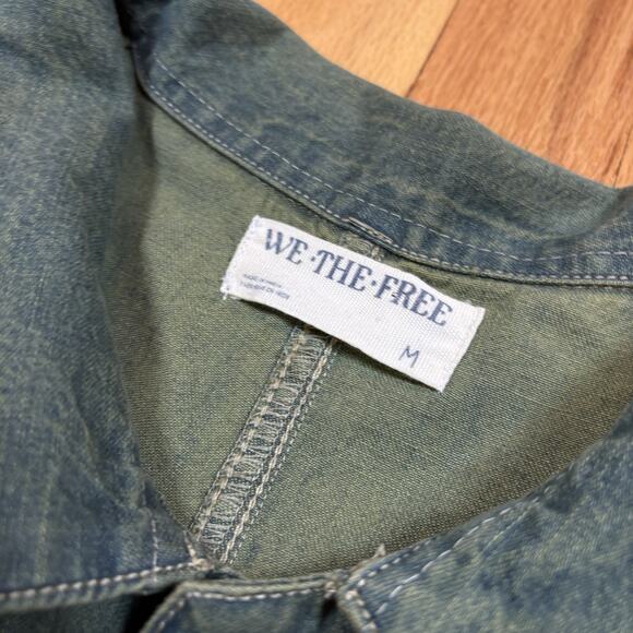 Free People We The Free Margarita Jumpsuit Women’s Size Medium Faded Green Wide - Picture 2 of 16